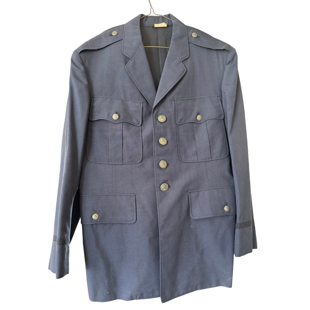 Vintage 1971 USAF Air Force Officer Service Dress Coat Blue 41S Vietnam Era